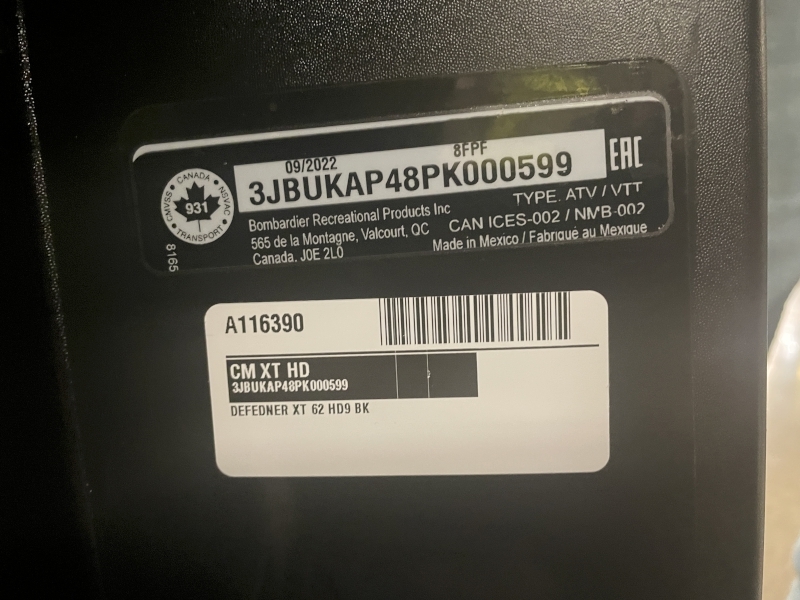 2023 CAN-AM DEFENDER XT HD9 SIDE BY SIDE